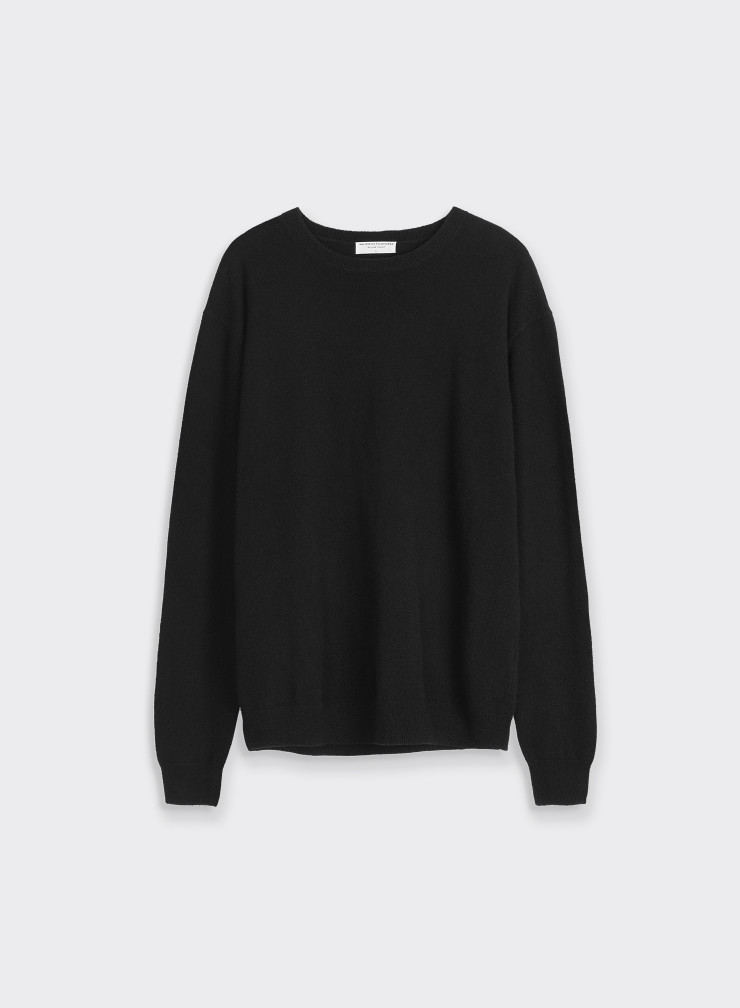 Pull col rond noir, manches longues