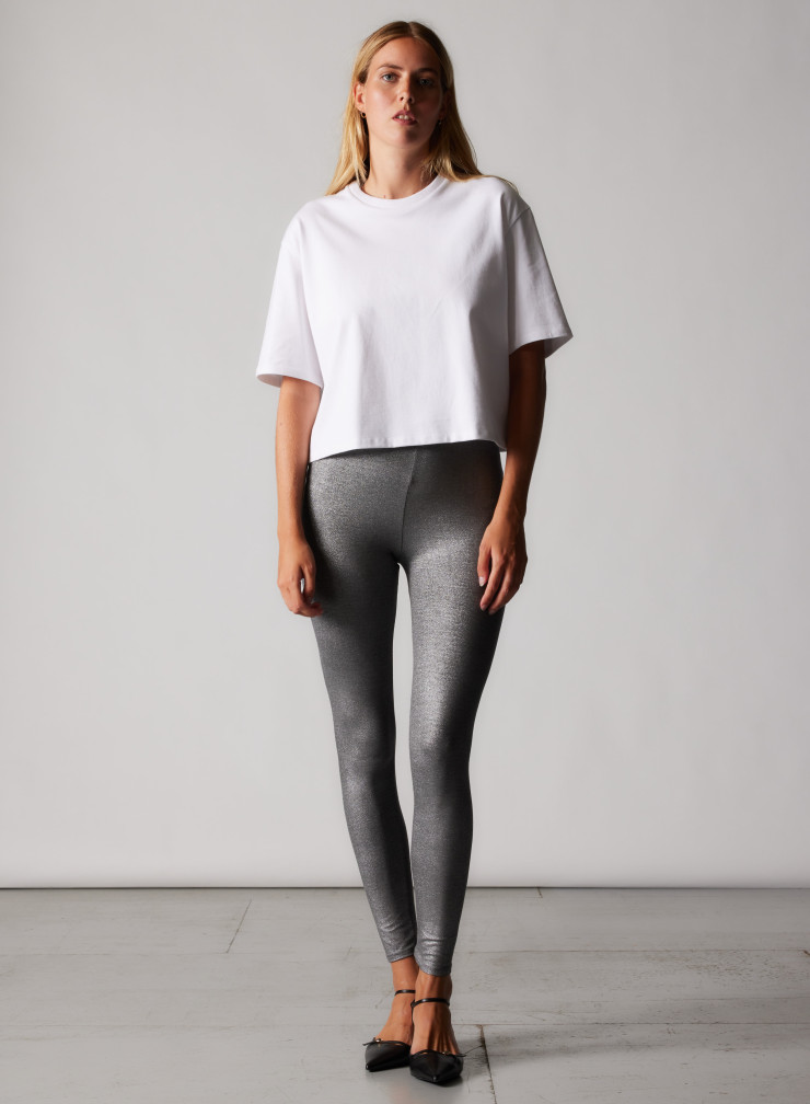 Phase Eight Amina Faux Leather Metallic Leggings, Silver at John Lewis &  Partners