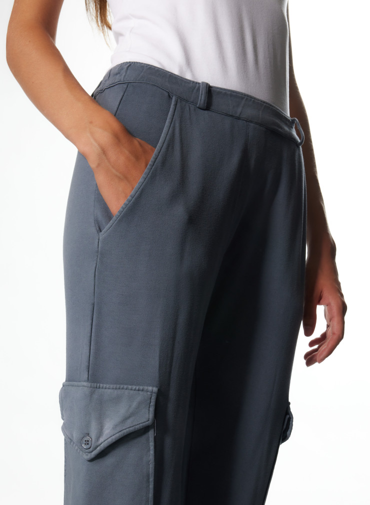 Blue Viscose / Elastane Cargo Fleece Pants WOMEN