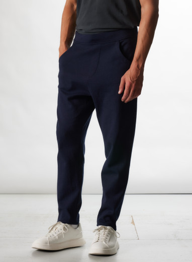 Pantalon Coton/Laine Merinos/Cachemire Marine HOMME