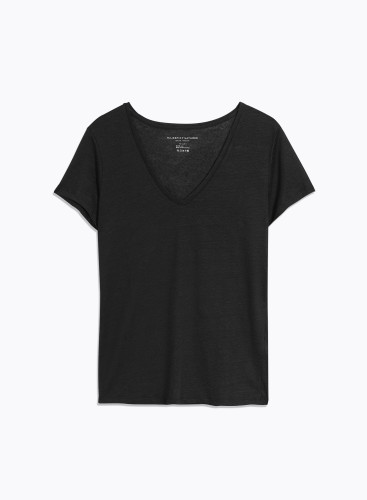 V-neck Short Sleeve T-shirt Linen / Elastane