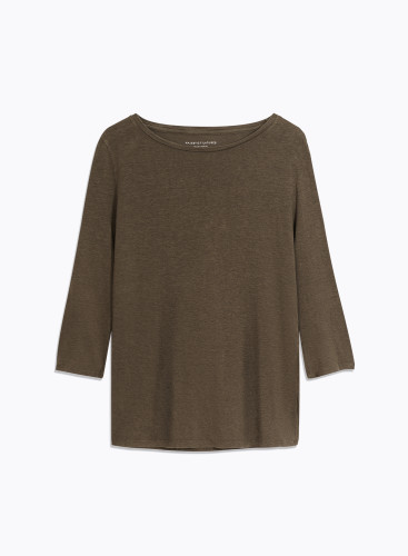 Boat neck 3/4 sleeves t-shirt in Linen / Elastane