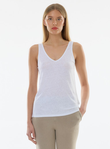 V-neck Tank Top Linen / Elastane