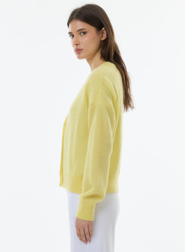 V-neck long sleeves cqrdigan in Wool / Silk / Cashmere