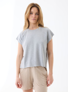 Tee shirt Manches Raglan courtes Col Rond en Viscose/Elasthanne