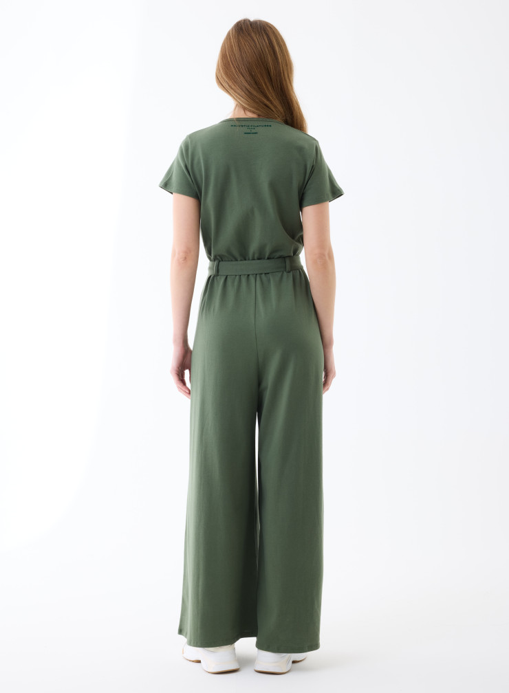 Jumpsuit short sleeves in Organic Cotton