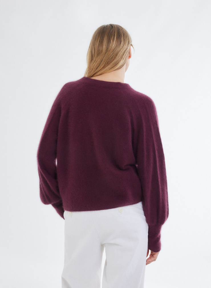 Pullovers Manches Raglan longues Col V en Raccon wool / Polyamide