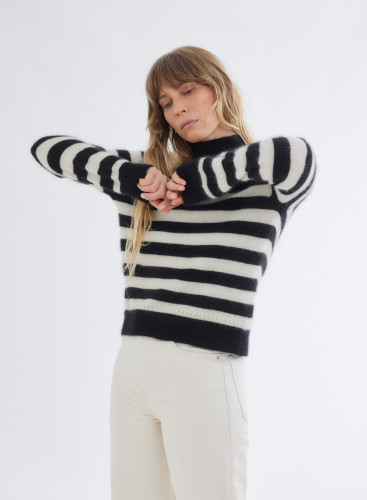 Pull Manches Raglan longues Col V en Raccoon wool / Polyamide