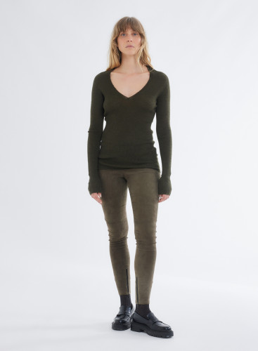 Long Sleeves Sweater V neck in Merino Wool