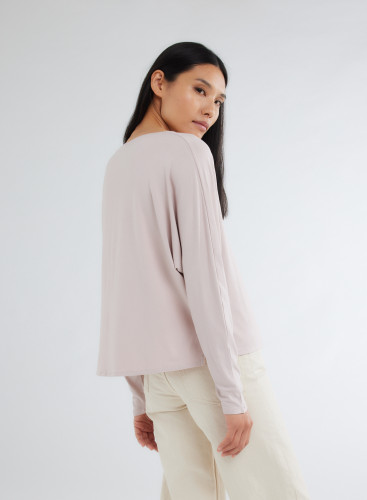 Long Sleeves Round neck T-shirt in Viscose / Elastane