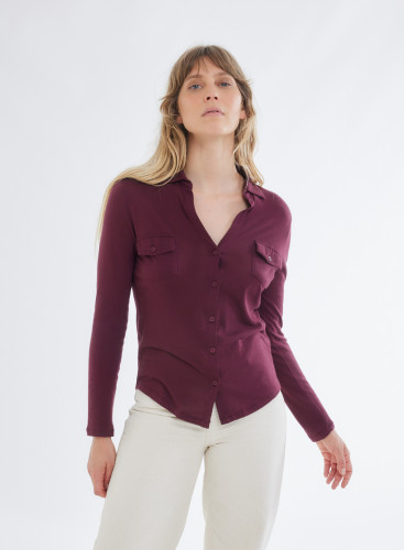 Long Sleeves Round neck Shirt in Organic Cotton / Cashmere