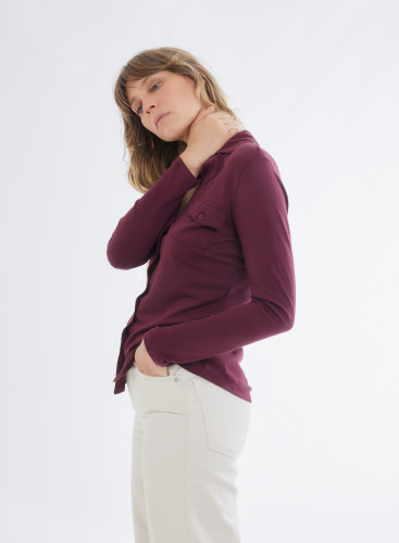 Long Sleeves Round neck Shirt in Organic Cotton / Cashmere