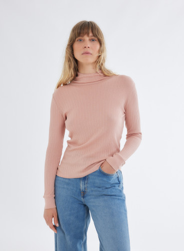 Long Sleeves Turtle neck T-shirt in Organic Cotton / Modal / Elastane