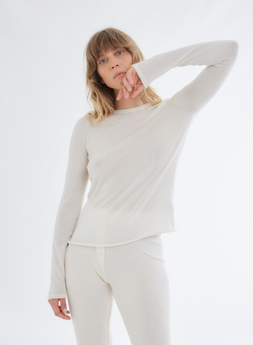 Long Sleeves Round neck T-shirt in Cashmere