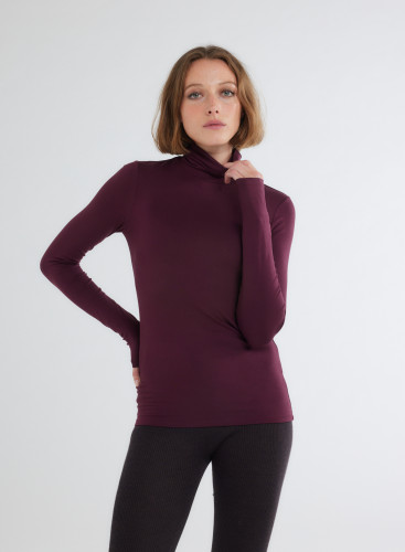 Long Sleeves Turtle neck T-shirt in Viscose / Elastane