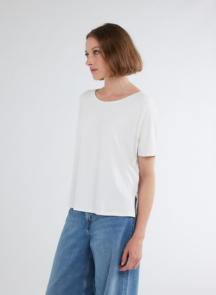 Tee shirt Manches Courtes Col Rond en Viscose / Elasthanne