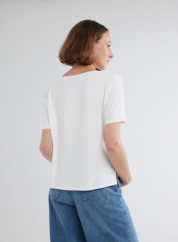 Tee shirt Manches Courtes Col Rond en Viscose / Elasthanne