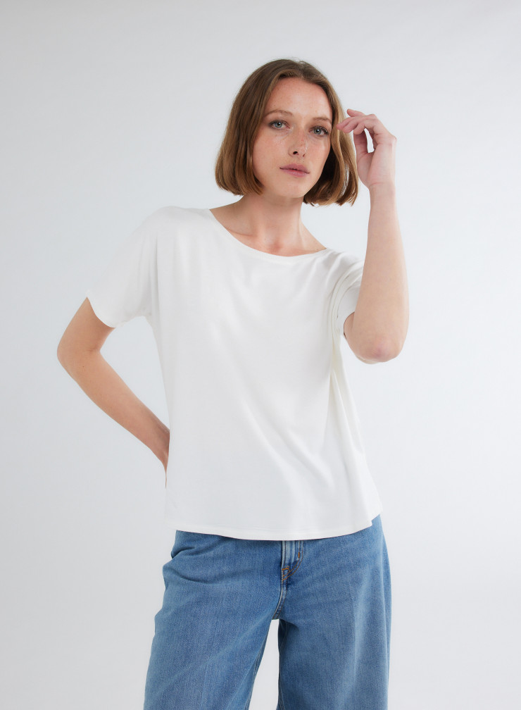 Tee shirt Manches Courtes Col Rond en Viscose / Elasthanne