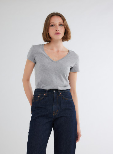 Short Sleeves V-neck T-shirt in Organic Cotton