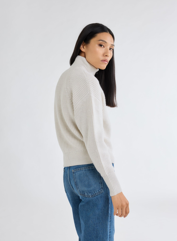 Pullovers Manches Longues Col Montant en Laine merinos