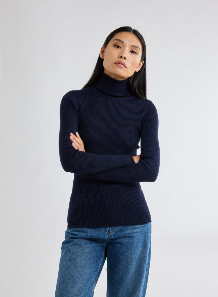 Pullovers Manches Longues Col Roulé en Laine merinos