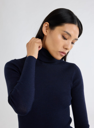 Long Sleeves Sweater Turtle neck in Merino Wool