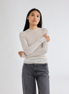 Pullovers Manches Longues Col Rond en Laine merinos