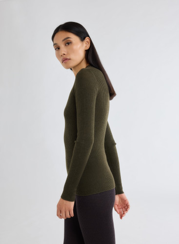 Pull Manches Longues Col Rond en Laine Merinos