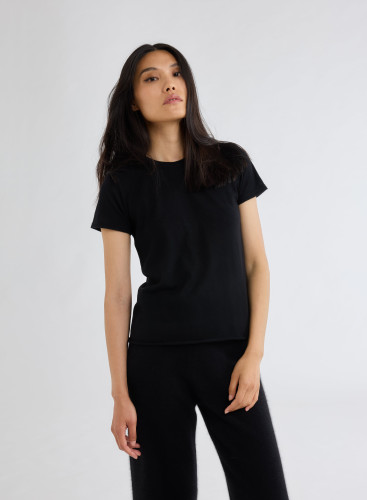 Cashmere Short Sleeve Round Neck T-Shirt