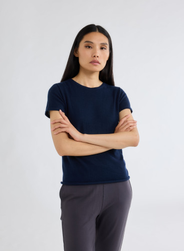 Round Neck Short Sleeve T-shirt Cashmere