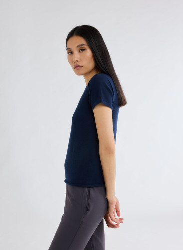 Round Neck Short Sleeve T-shirt Cashmere