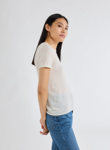 Round Neck Short Sleeve T-shirt Cashmere