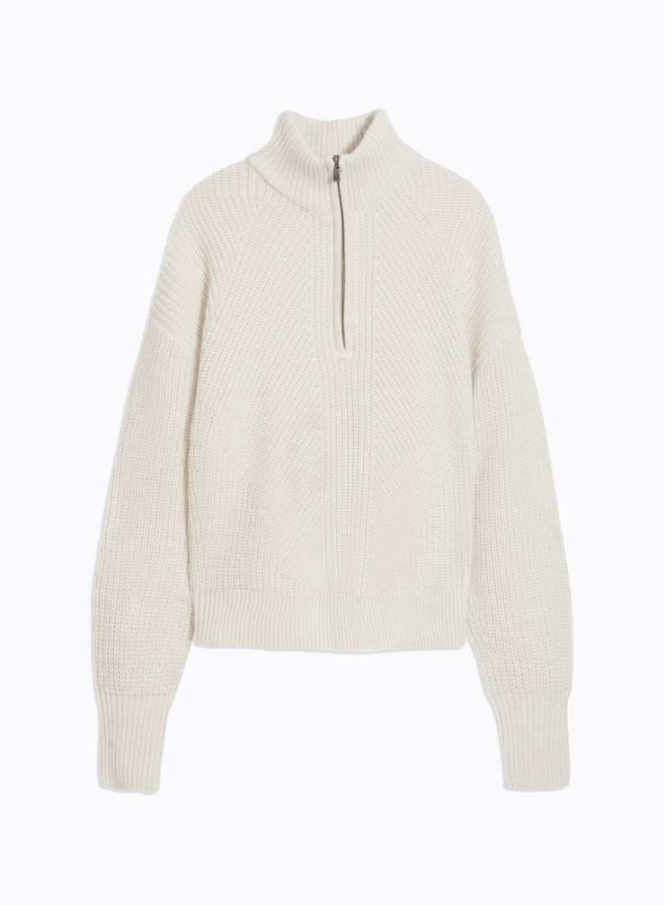 Pullovers Manches Longues Col Montant en Laine merinos