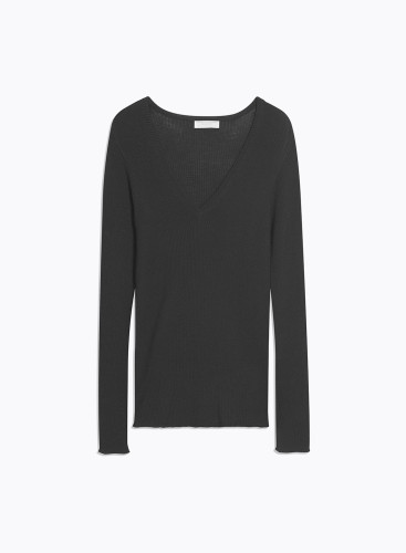 Long Sleeves Sweater V neck in Merino Wool