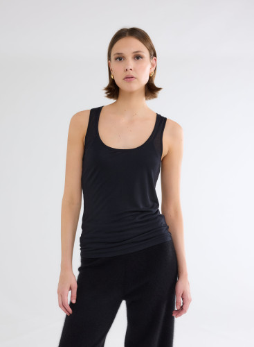 Sleeveless U-neck Tank Top in Micro Modal / Cashmere