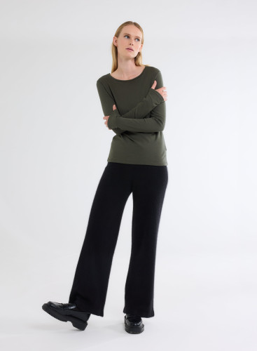 Long Sleeves Round neck T-shirt in Organic Cotton / Cashmere