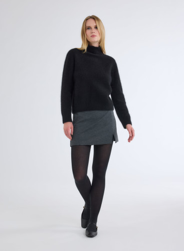 Pull Manches Longues Col Montant en Raccoon wool / Polyamide