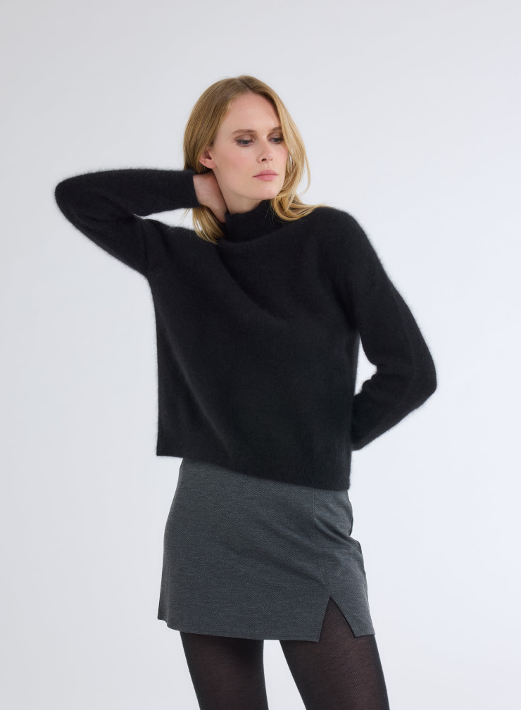 Pullovers Manches Longues Col Montant en Raccon wool / Polyamide