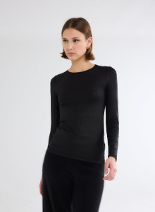 Long Sleeves T-shirt Round Neck in Viscose / Elastane