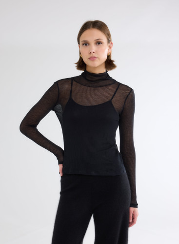 Long Sleeves Turtle neck T-shirt in Micro Modal / Cashmere