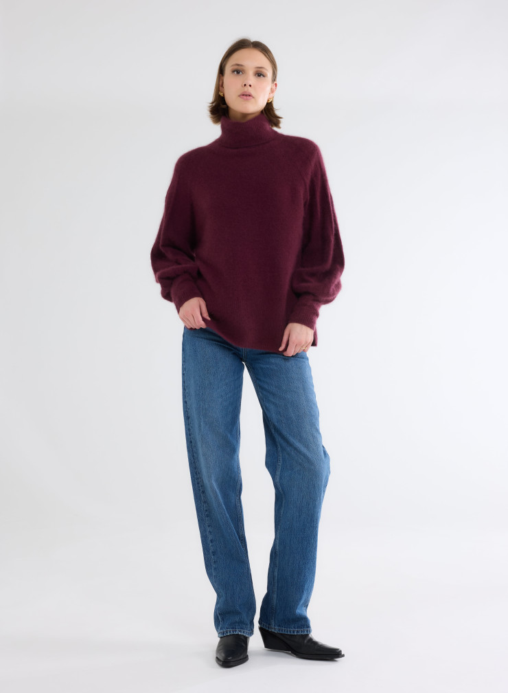 Pullovers Manches Raglan longues Col Roulé en Raccon wool / Polyamide