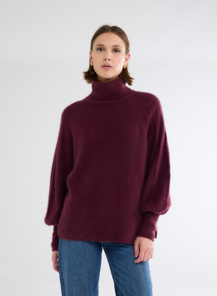 Pullovers Manches Raglan longues Col Roulé en Raccon wool / Polyamide