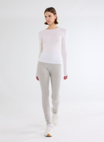 Long Sleeves Sweater V-neck in Merino Wool / Silk