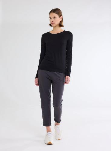 Long Sleeves Round neck T-shirt in Organic Cotton / Cashmere