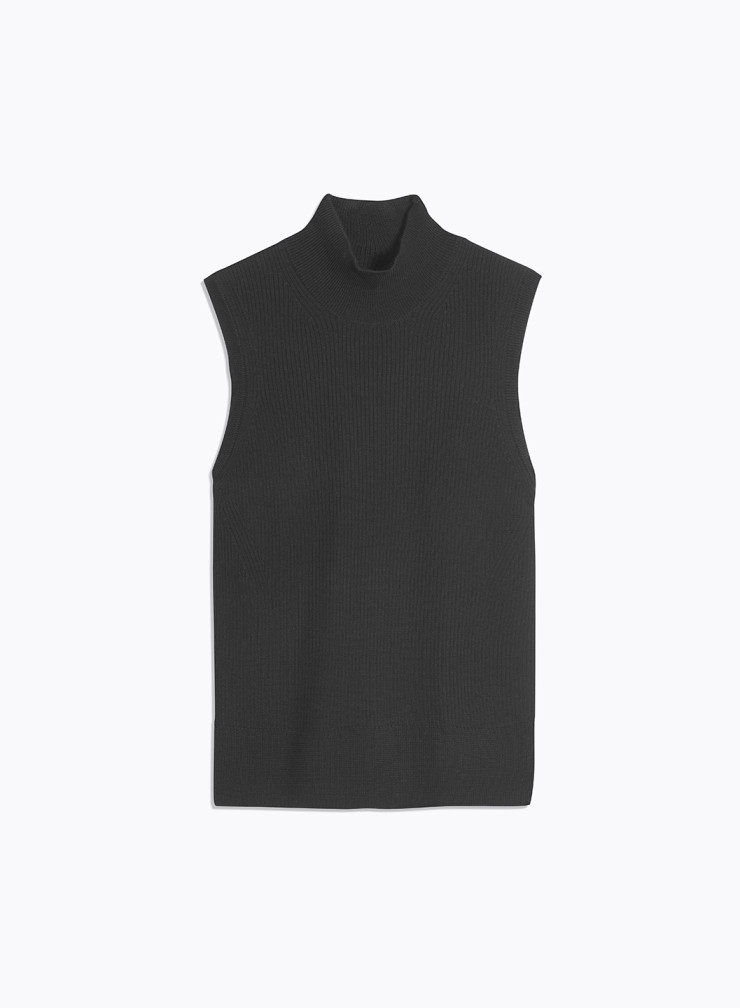 Sleeveless Sweater High-neck in Merino Wool