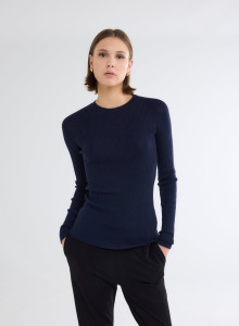 Pullovers Manches Longues Col Rond en Laine merinos