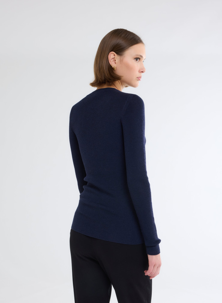 Pullovers Manches Longues Col Rond en Laine merinos