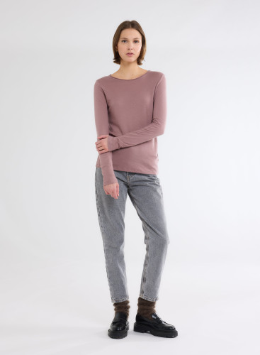 Long Sleeves Round neck T-shirt in Organic Cotton / Cashmere