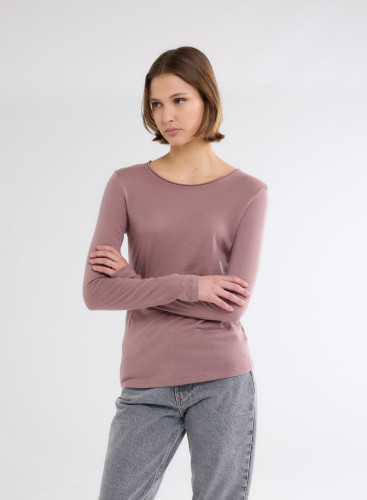 Long Sleeves Round neck T-shirt in Organic Cotton / Cashmere