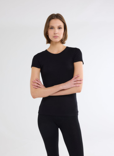 T-shirt Col Rond Manches Courtes en Viscose / Elasthanne